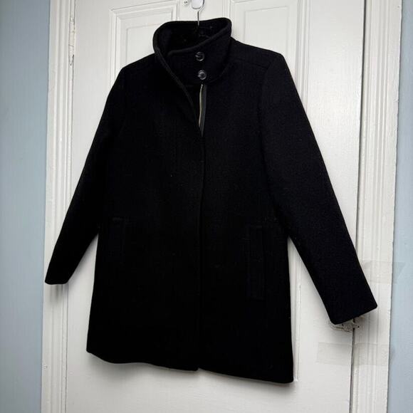 J Crew City Coat Womens 6P Black Zip Front Long Sleeve Mock Neck NWT Wool Blend - Picture 4 of 12